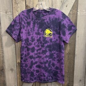 Taco Bell Purple Tie Dye Trippy Psychedelic Employee Cheesy Taco T-Shirt Mens S